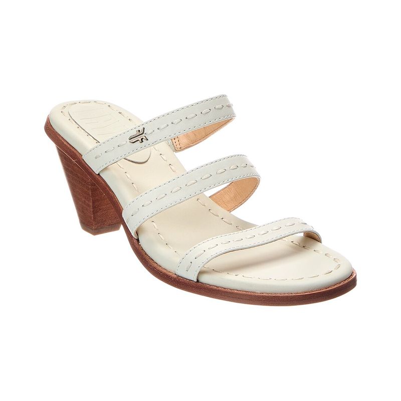 Frye Estelle Strappy Slide Leather Sandal, White